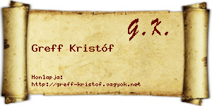 Greff Kristóf névjegykártya