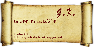 Greff Kristóf névjegykártya